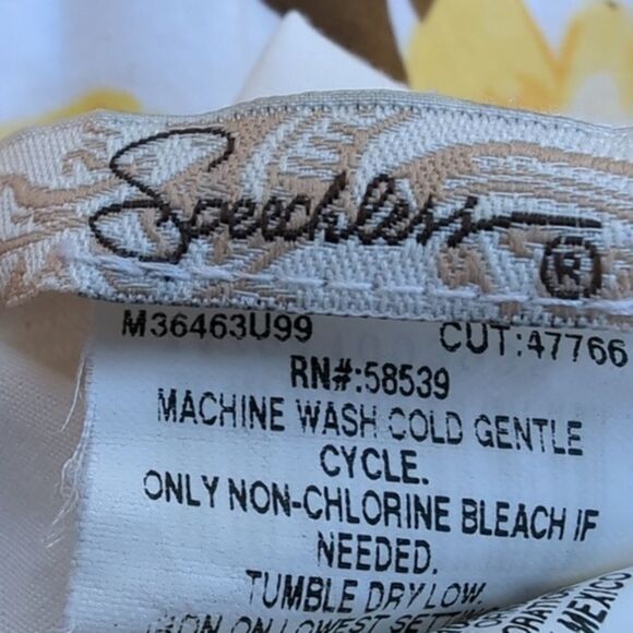 Speechless Dress Strapless Yellow Brown and White, Floral 100% Cotton Women's 5‎ - Picture 6 of 7